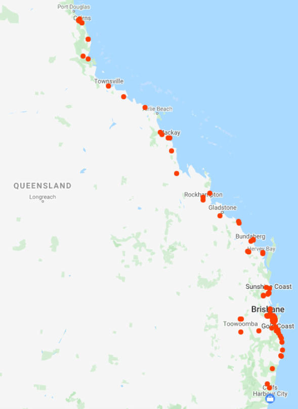 Besuchte Orte in Austalia 2017