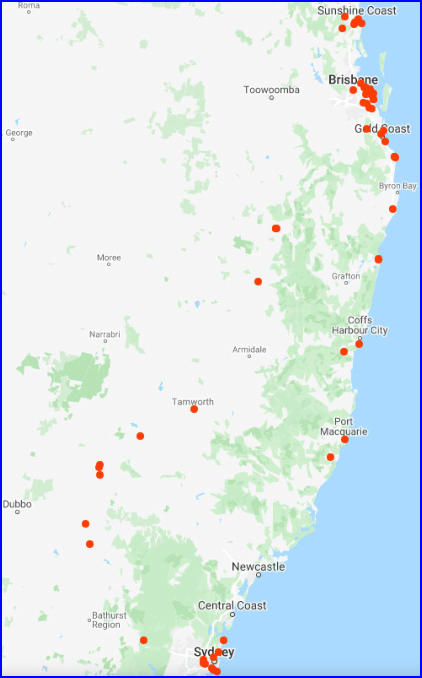 Besuchte Orte in Australien 2018